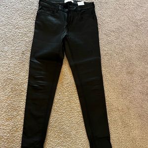 Faux leather black jeans Mango